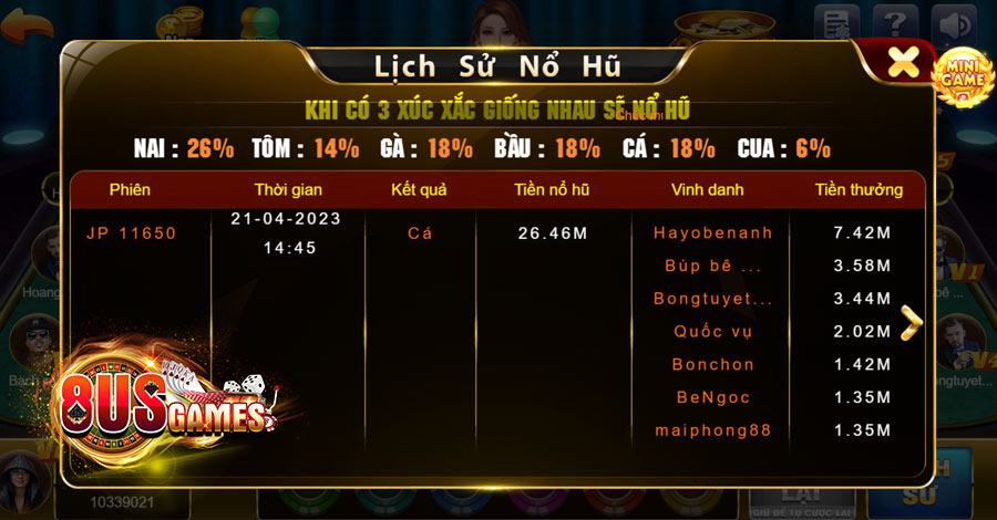 Bầu Cua 8US - Game Cá Cược Chất Nên Thử Trải Nghiệm 6 8US.VN Các tính năng đặc biệt của game Bầu Cua 8US