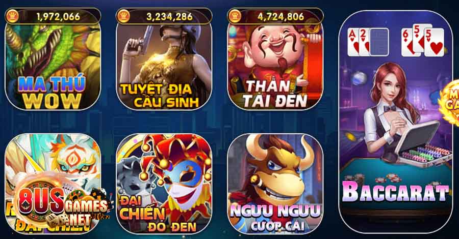 Quay Hũ 8US - Bí kíp kiếm tiền nhanh từ quỹ thưởng khủng 6 8US.VN Số lượng game Quay Hũ 8US siêu khủng