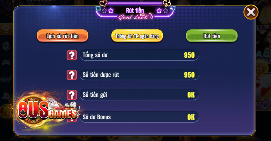 Cách rút tiền 8US Games siêu đơn giản 4 8US.VN 8US Games cam kết an toàn giao dịch rút tiền