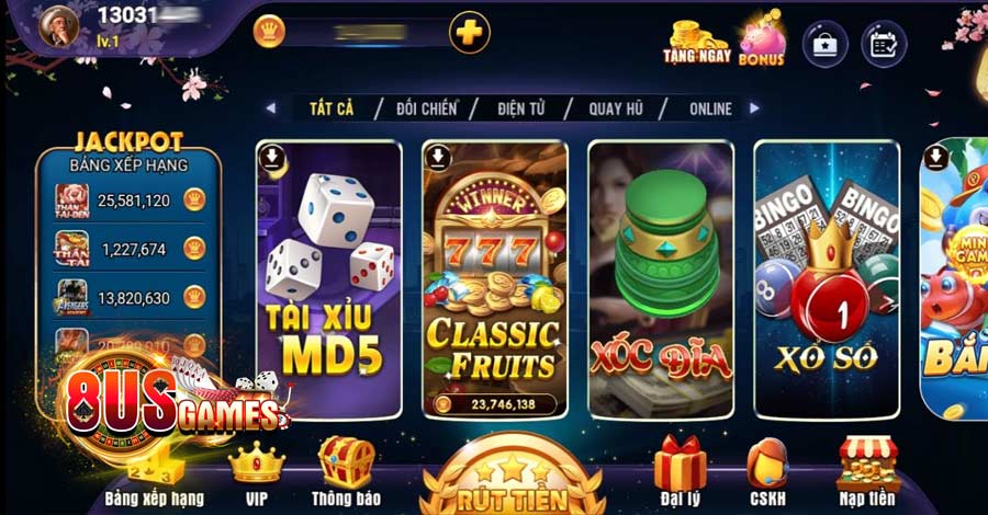 Top 4 game Nổ Hũ uy tín, đổi tiền xanh chín 2023 8 8US.VN Game Nổ Hũ uy tín 8US Games
