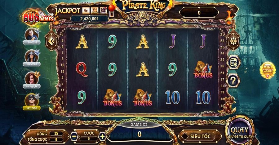 Chơi Pirate King 8US săn tiền thưởng khủng 7 8US.VN Biểu tượng xuất hiện khi chơi Pirate King