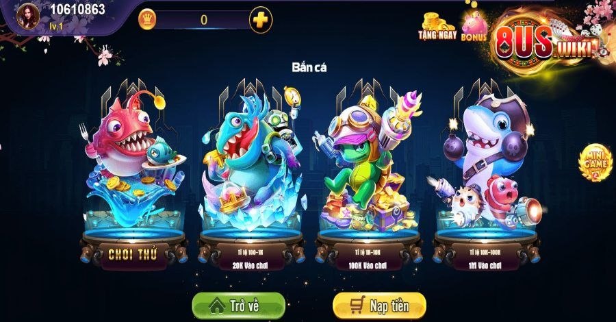 Bắn Cá Rồng: Game Đổi Thưởng Đặc Sắc Nhất 8 8US.VN Tìm kiếm trò chơi và lựa chọn bàn đặt cược