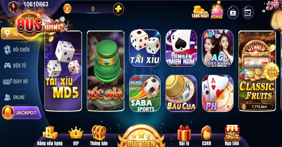 Trang giao diện của app 8US trên máy tính Trang giao diện của app 8US trên máy tính